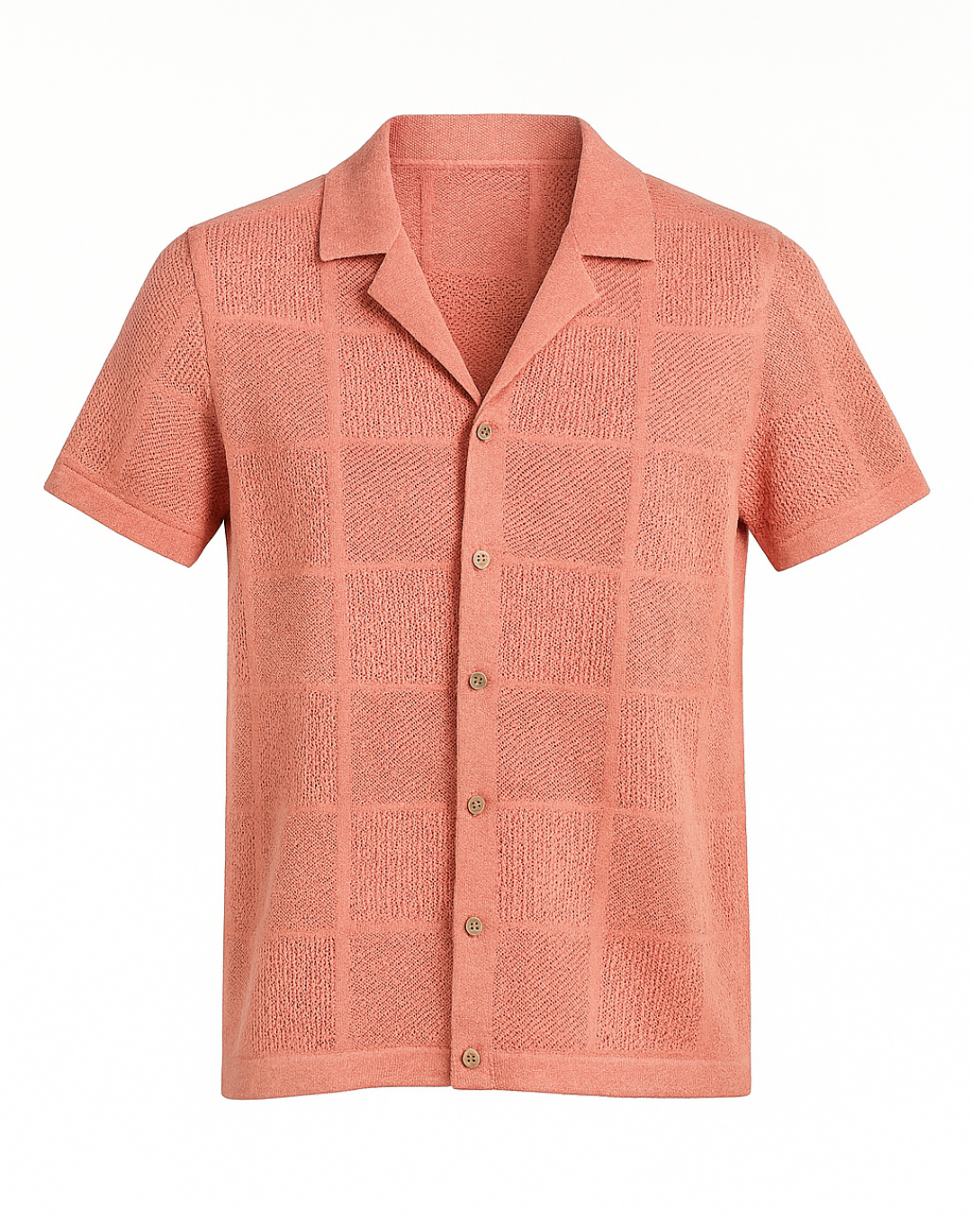 Terracotta Grid Cuban Shirt