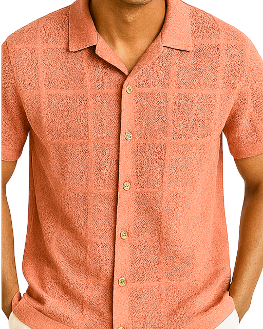Terracotta Grid Cuban Shirt