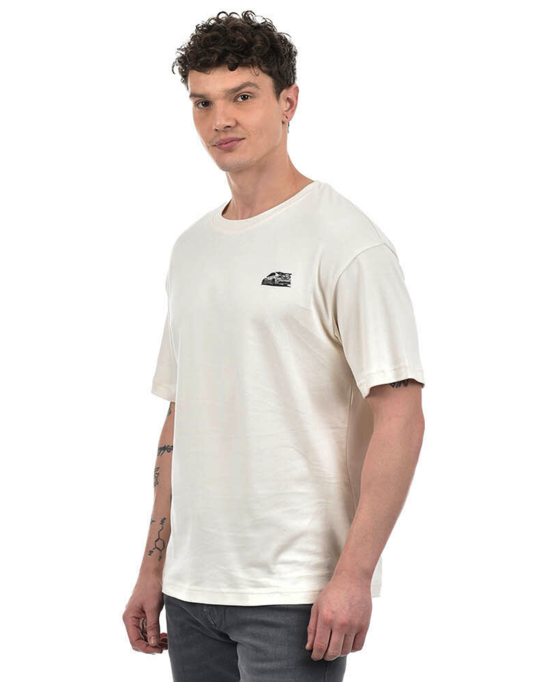 Drop-Shoulder 'Drive' Graphic T-Shirt – Ivory