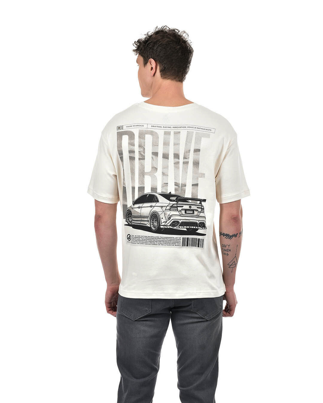 Drop-Shoulder 'Drive' Graphic T-Shirt – Ivory