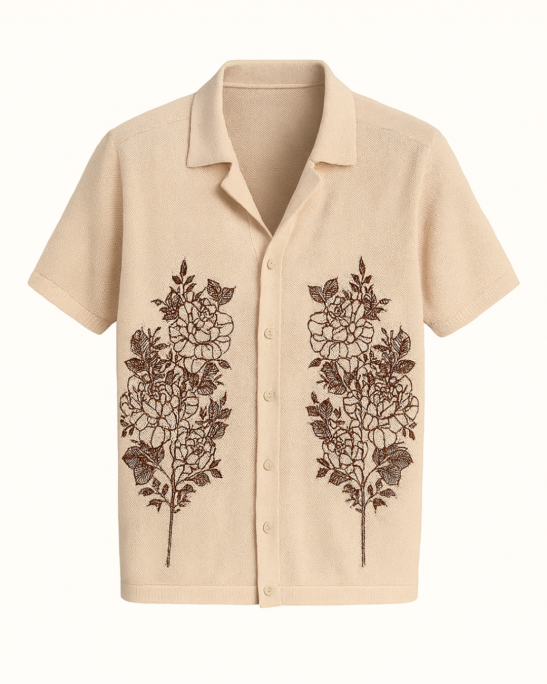 Sand Beige Botanic Cuban Shirt
