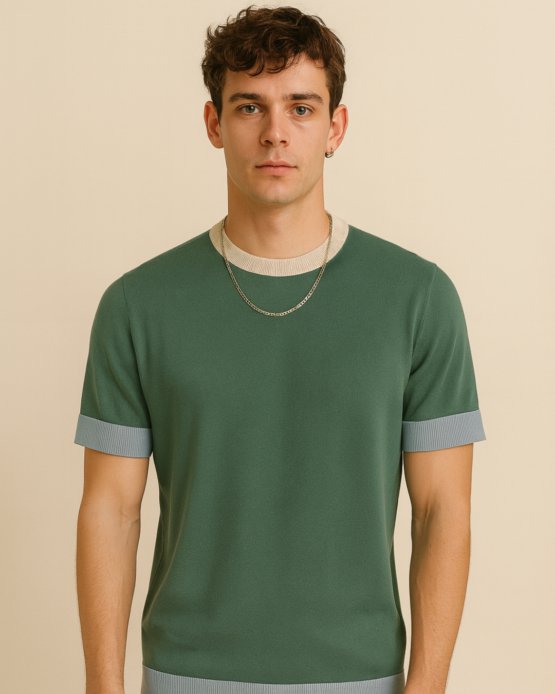 Breeze Line Knit T-shirt - Beige