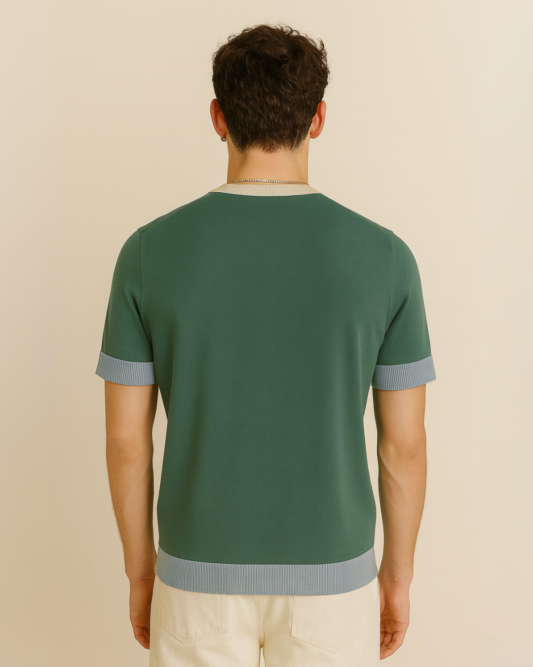 Breeze Line Knit T-shirt - Beige