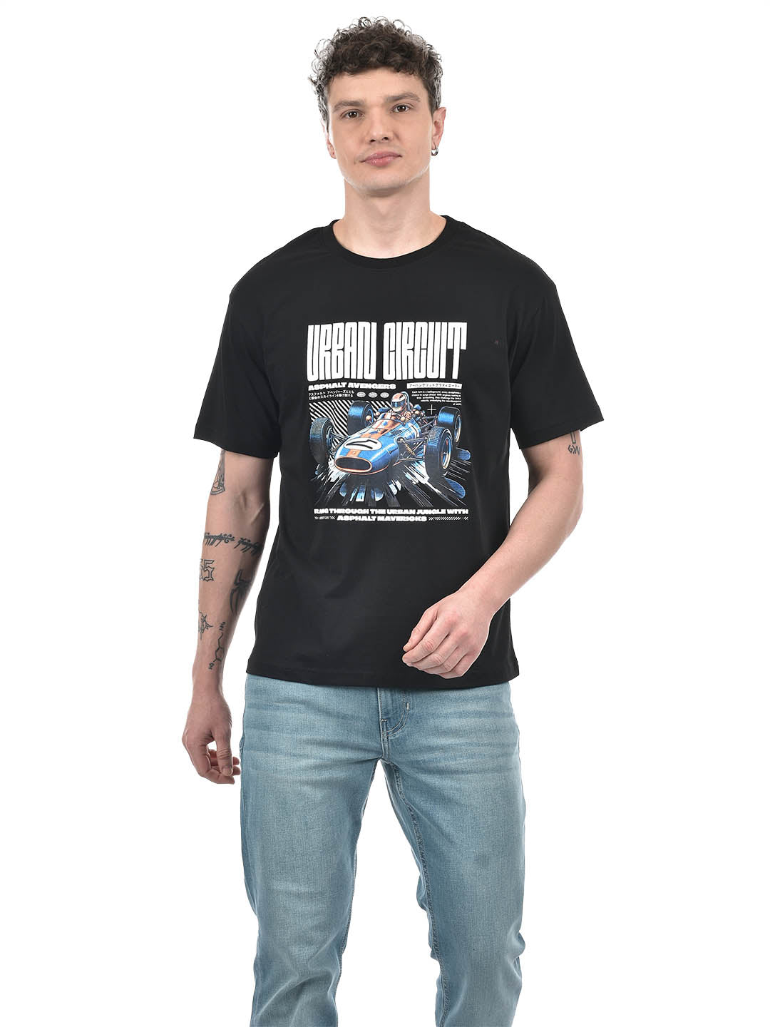 'Urban Circuit' Graphic T-Shirt – Black