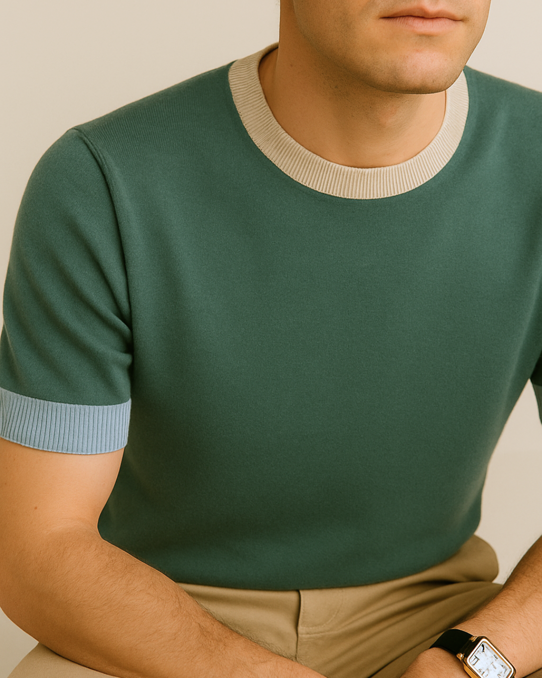 Breeze Line Knit T-shirt - Beige