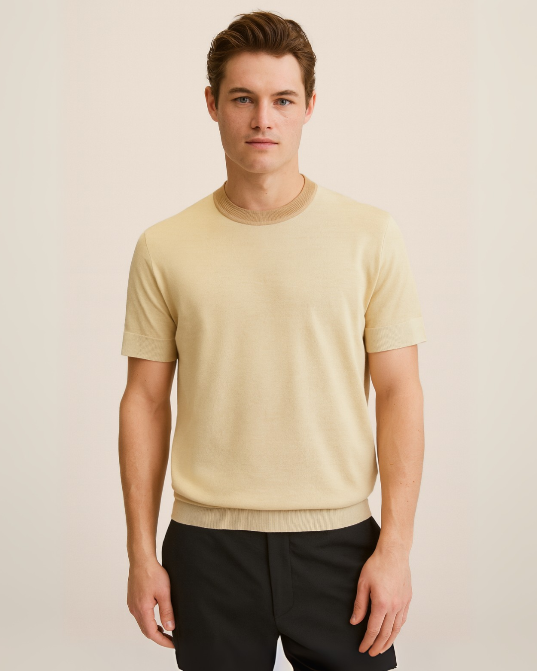 Breeze Line Knit T-shirt - Beige