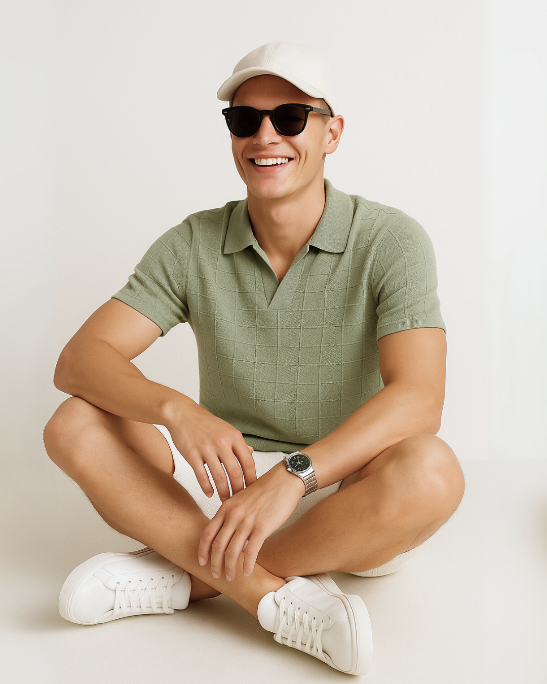 Breezy Grid Knit Polo