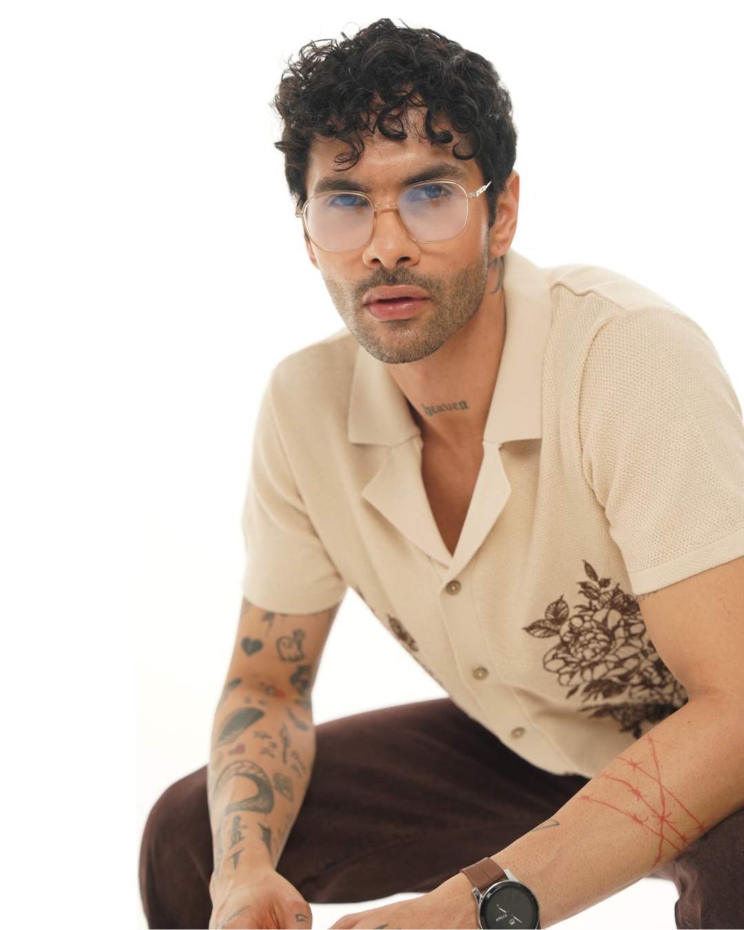 Sand Beige Botanic Cuban Shirt