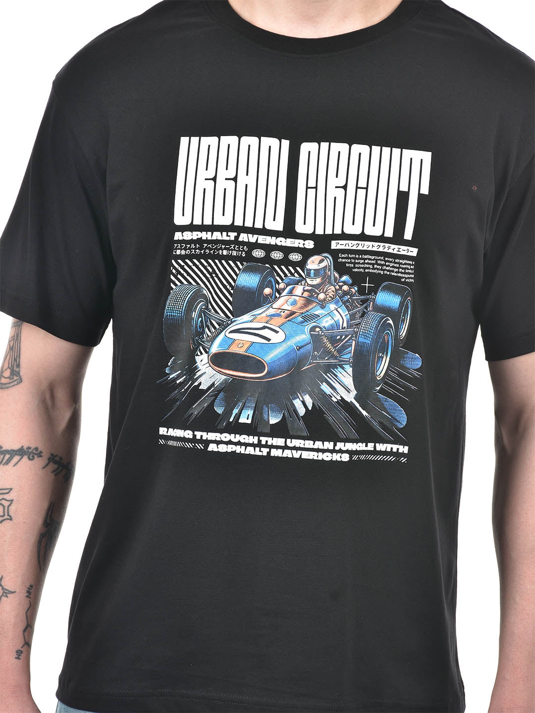 'Urban Circuit' Graphic T-Shirt – Black