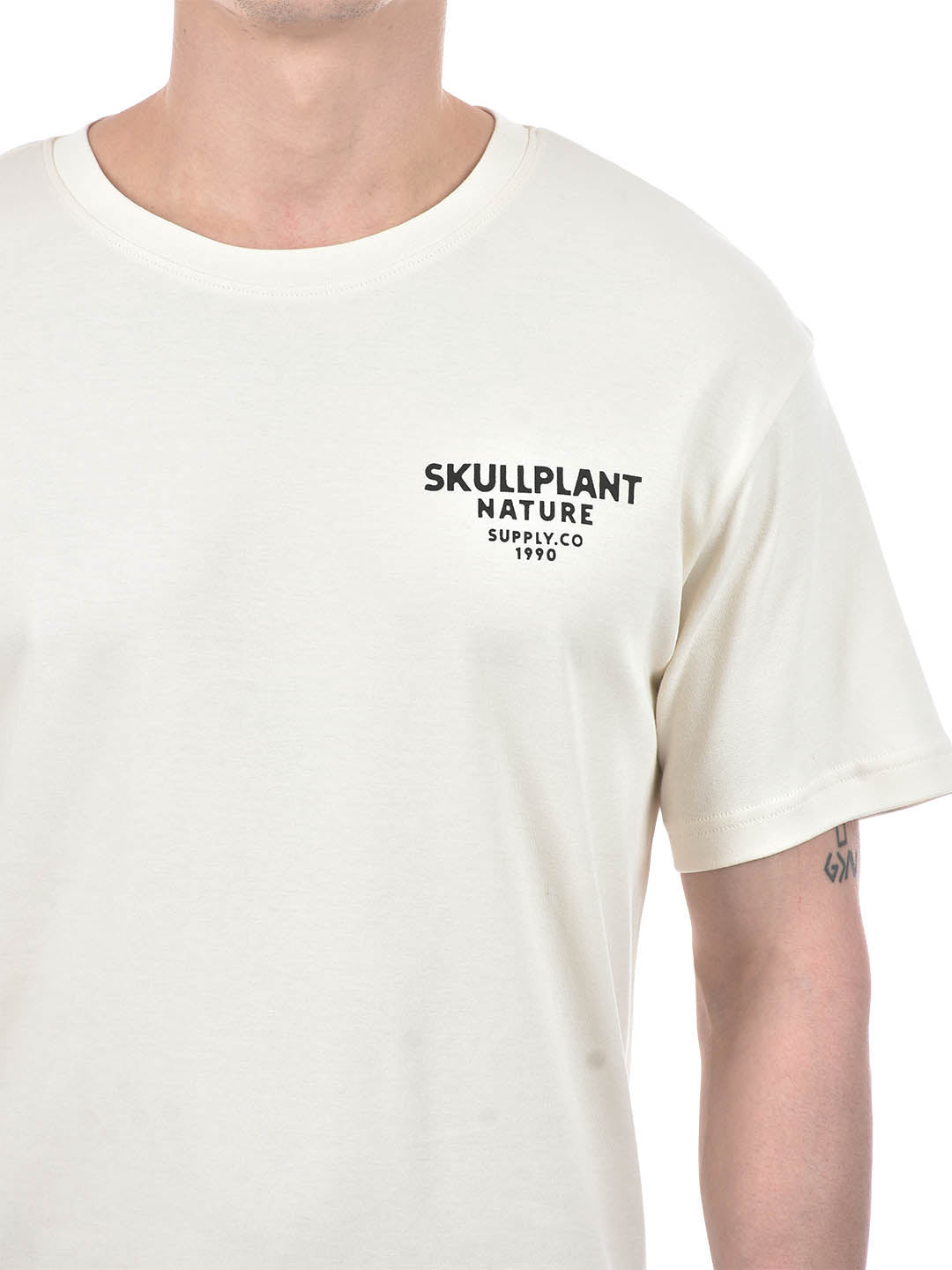 Drop-Shoulder Tribal Skull Graphic T-Shirt – Ivory