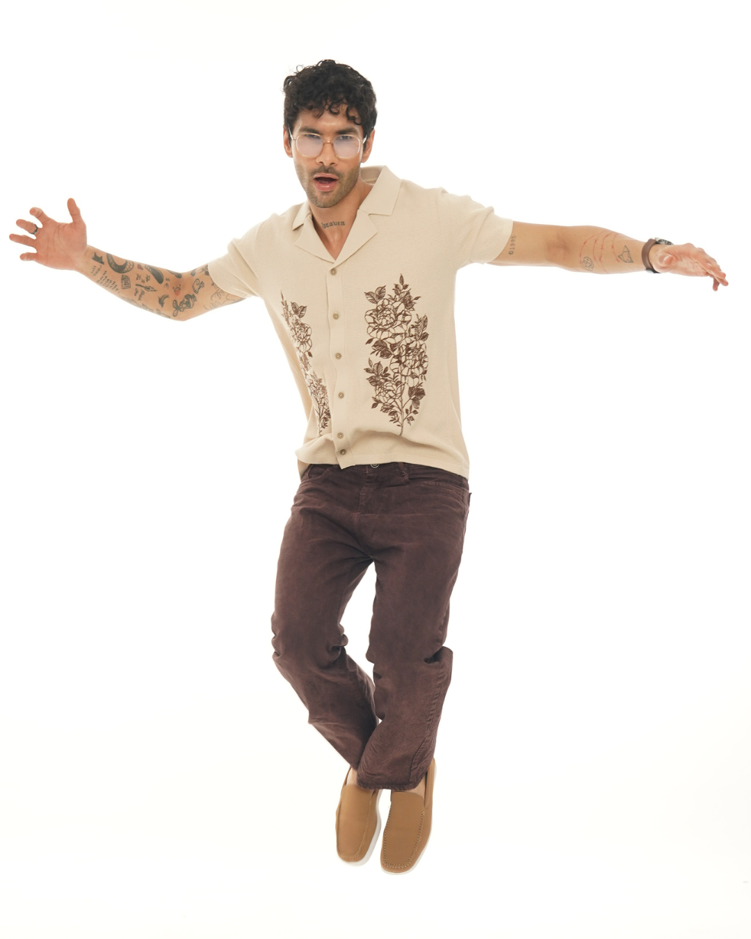 Sand Beige Botanic Cuban Shirt