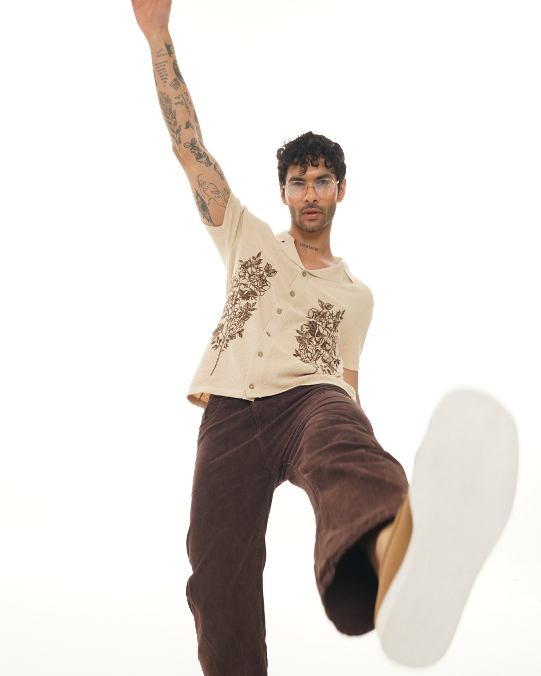 Sand Beige Botanic Cuban Shirt