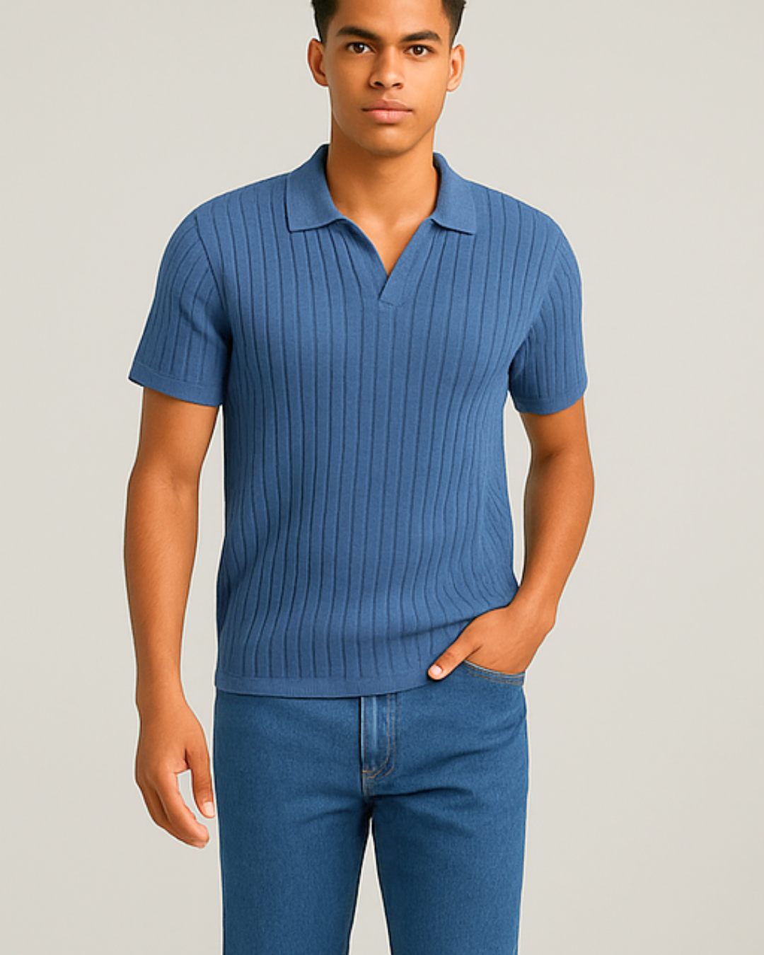 Washed Indigo Rib Polo