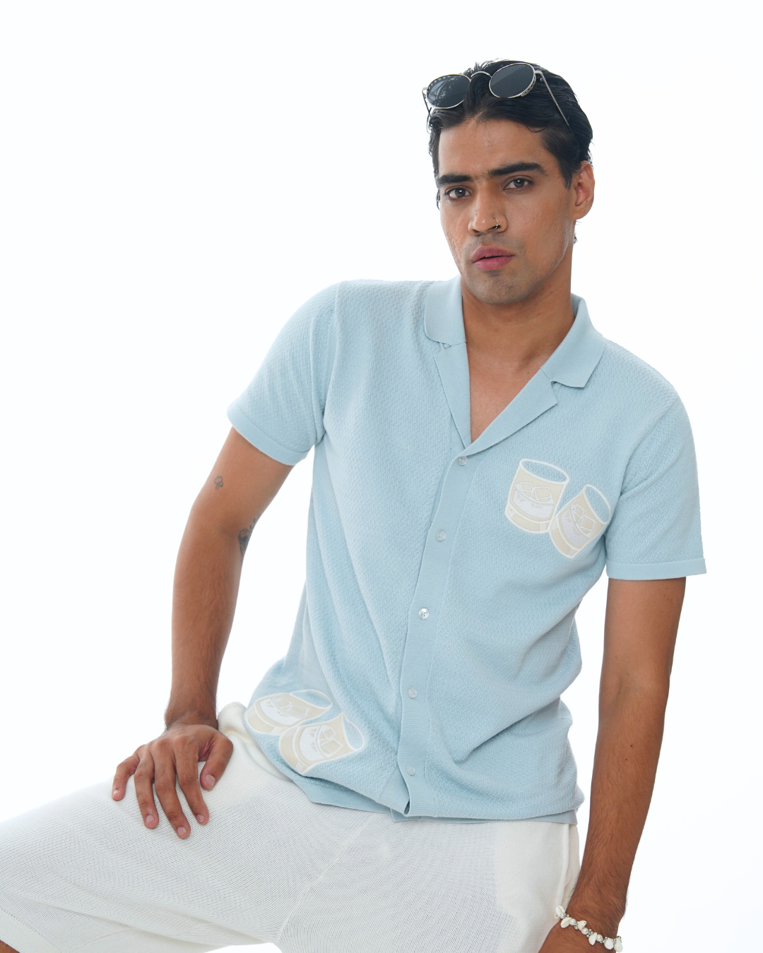 Neat on Ice Blue Cuban Shirt