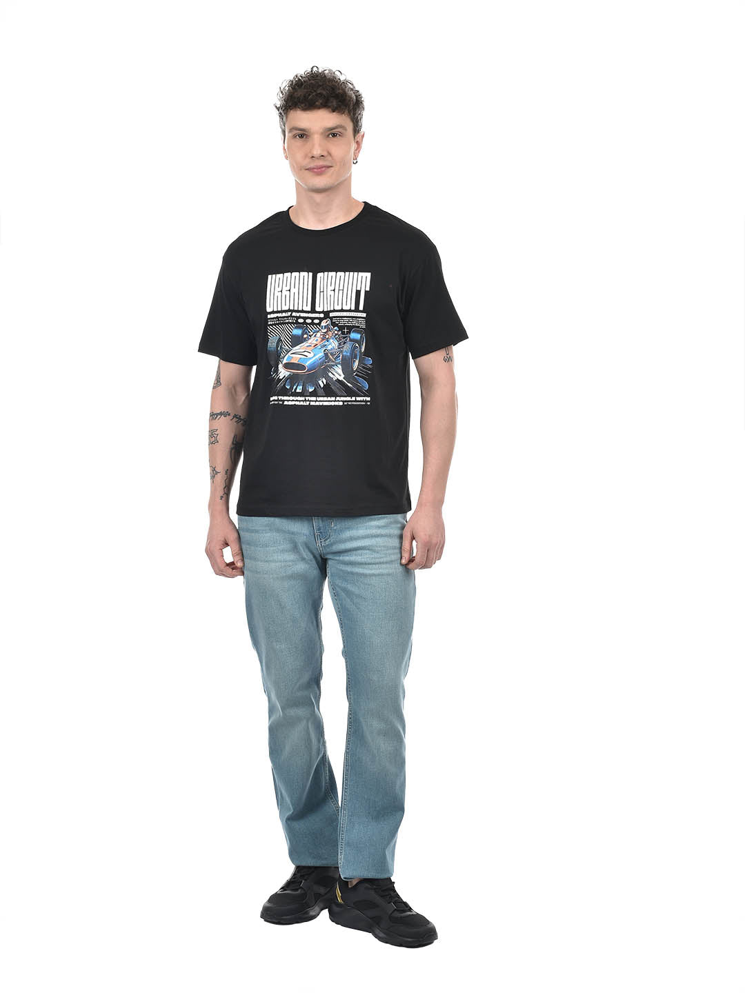 'Urban Circuit' Graphic T-Shirt – Black