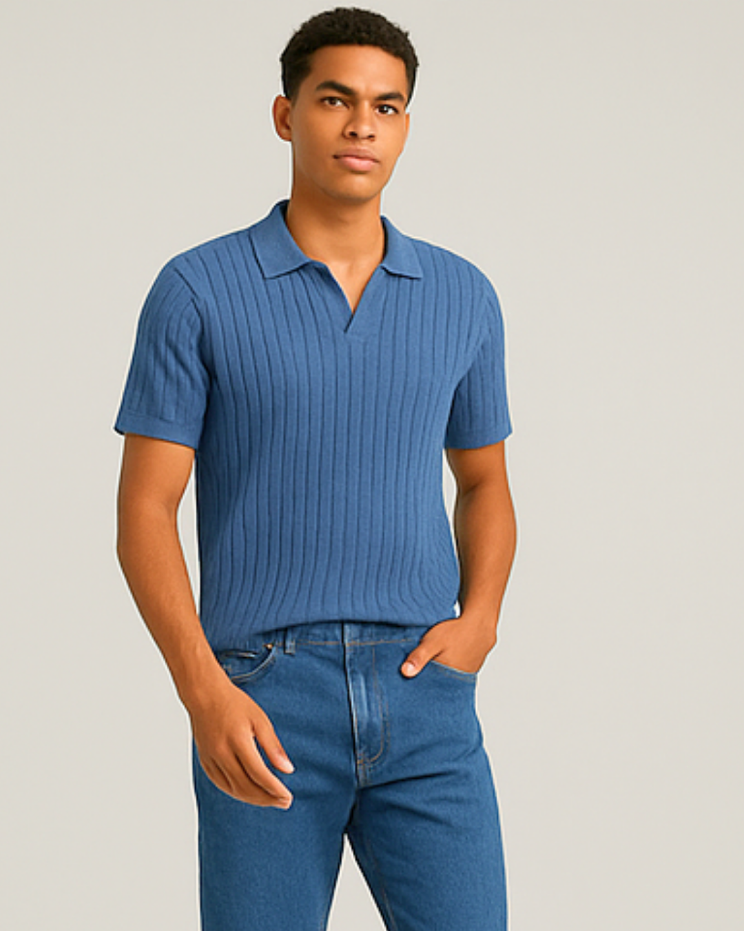 Washed Indigo Rib Polo