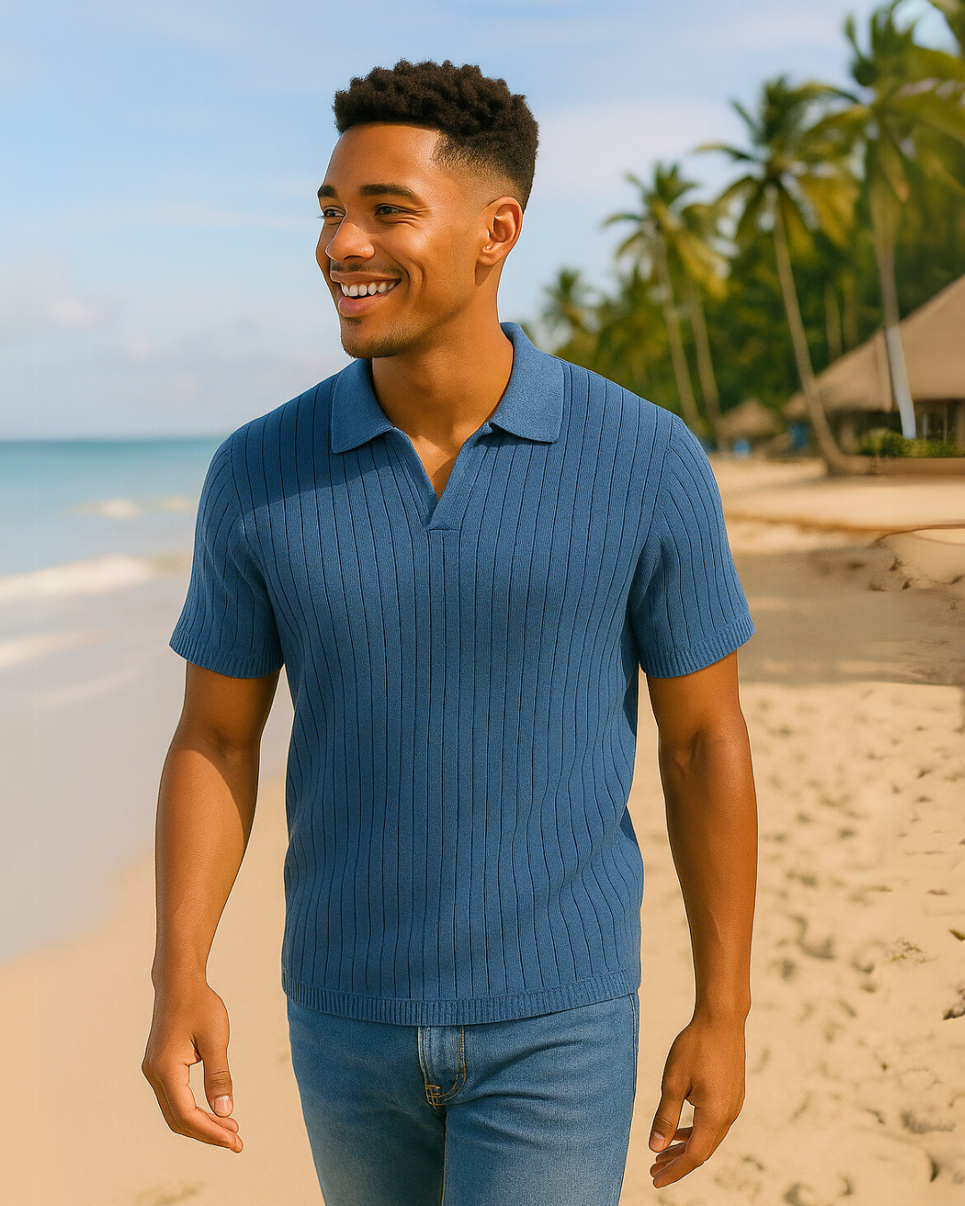 Washed Indigo Rib Polo