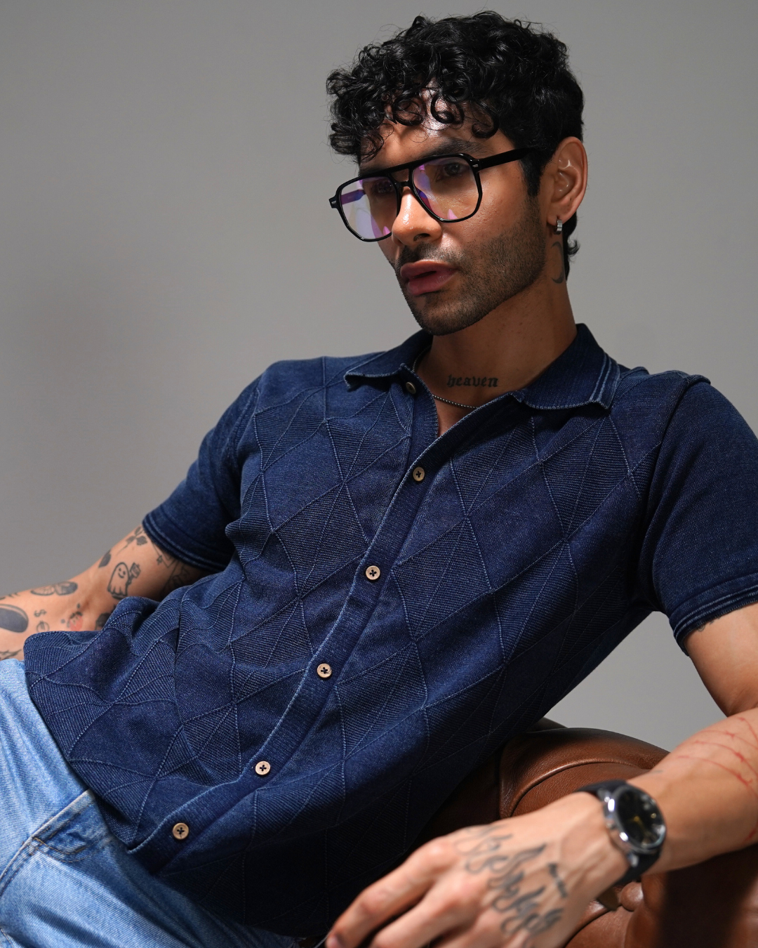Indigo Argyle Work Shirt