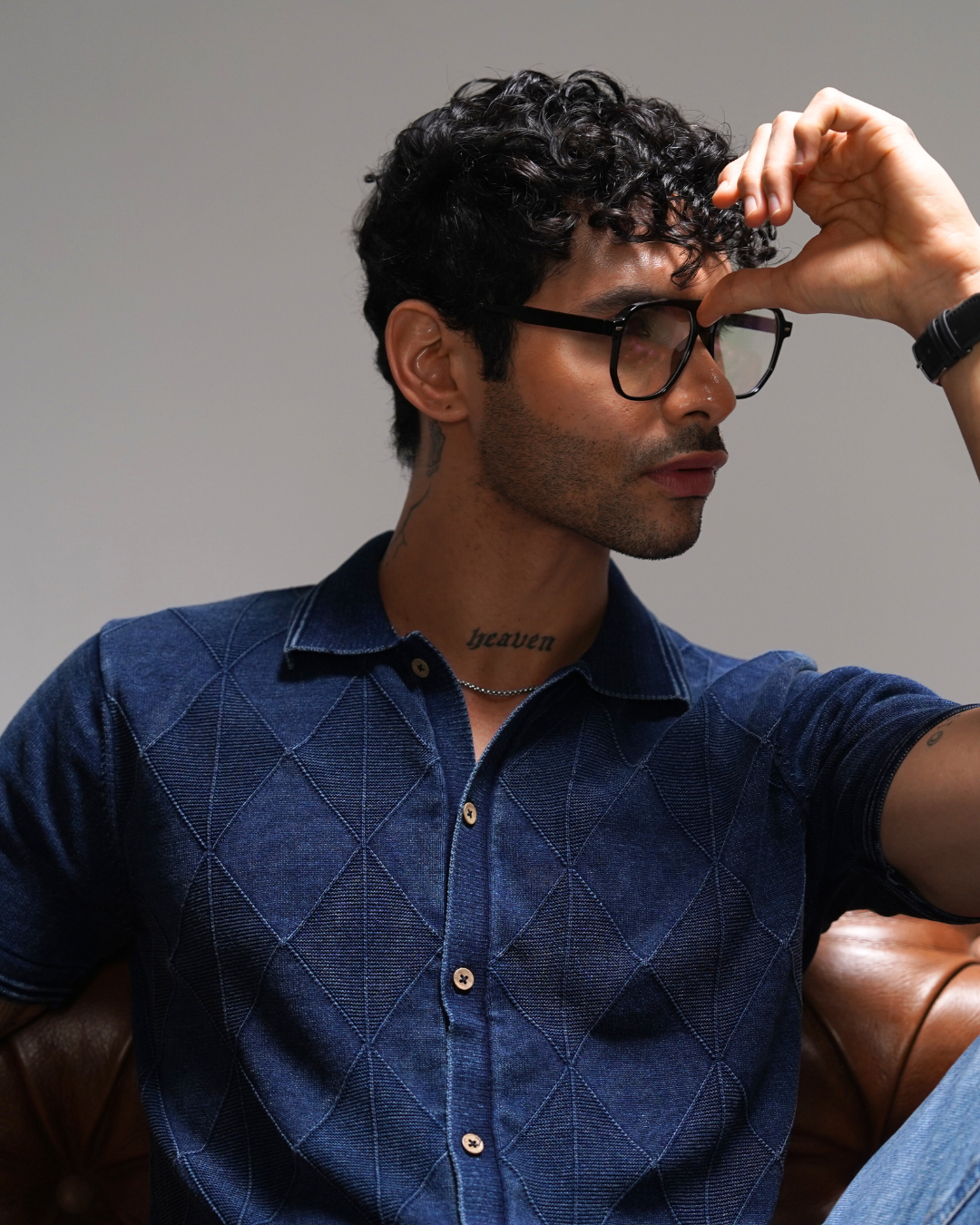 Indigo Argyle Work Shirt
