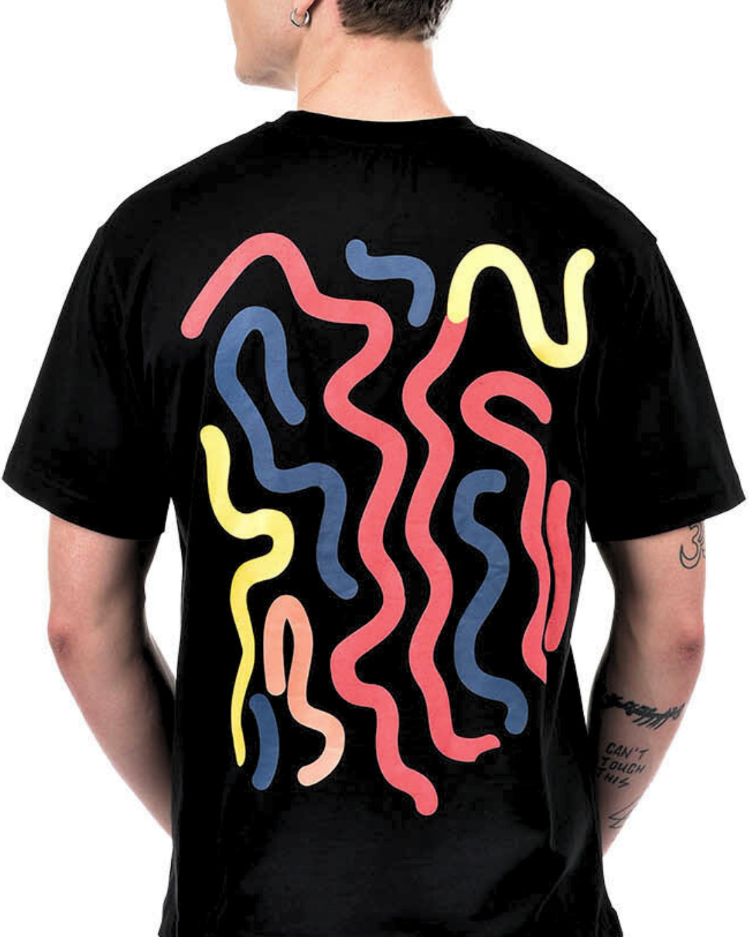 Abstract Doodle Graphic Drop Shoulder T-Shirt – Black