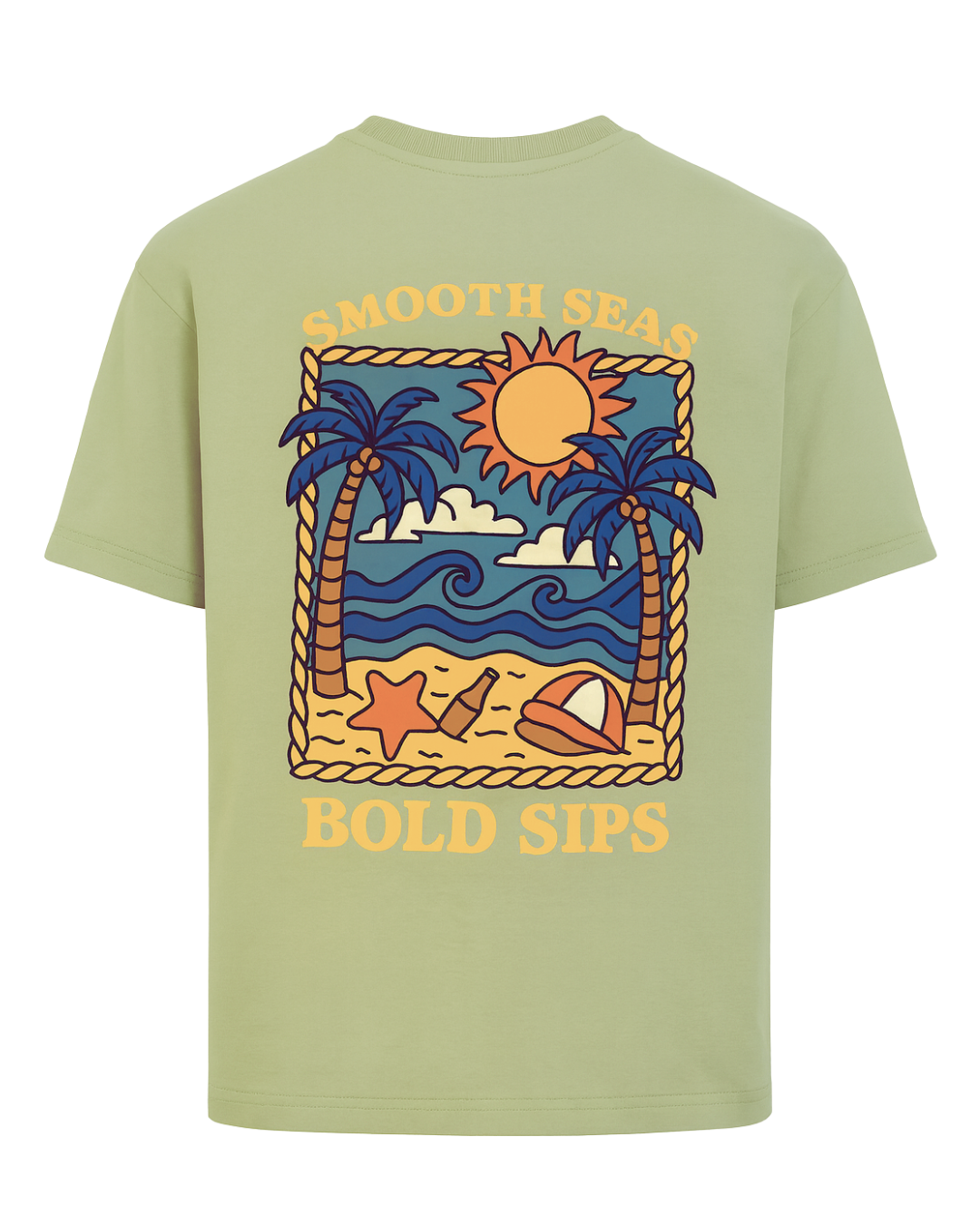 'Smooth Seas' Graphic T-Shirt – Sage Green