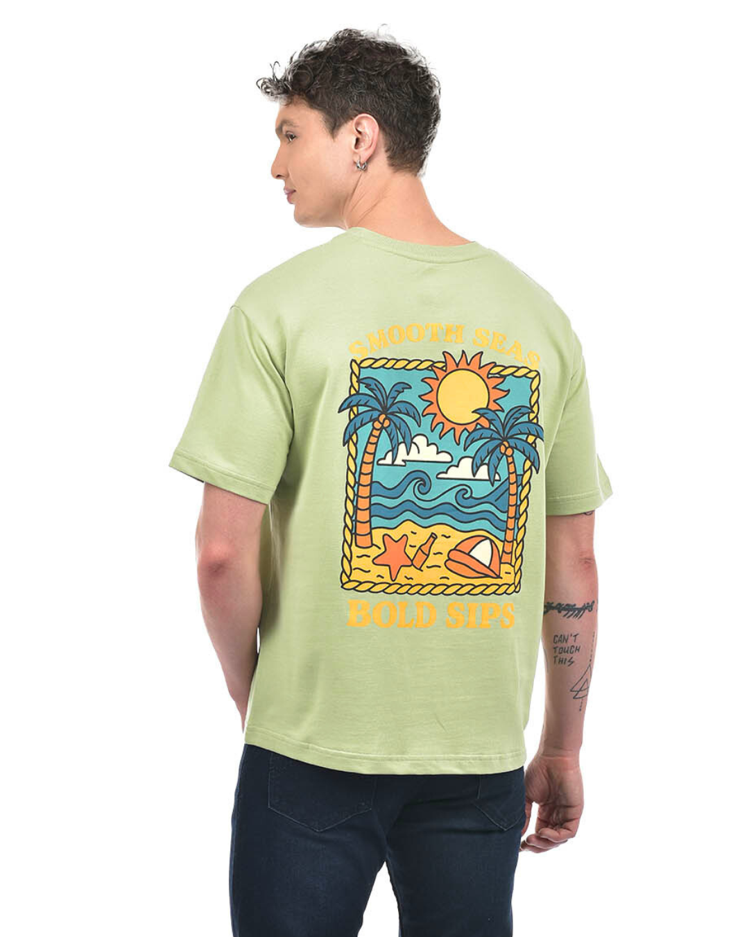 'Smooth Seas' Graphic T-Shirt – Sage Green