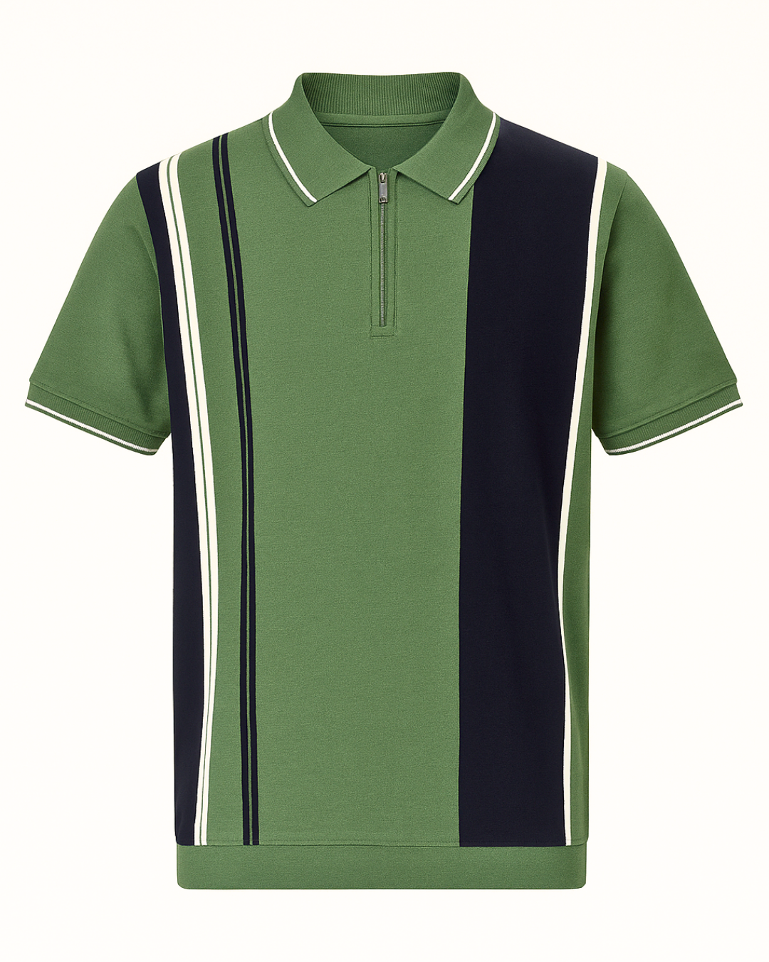 Olive Block Stripe Polo Shirt