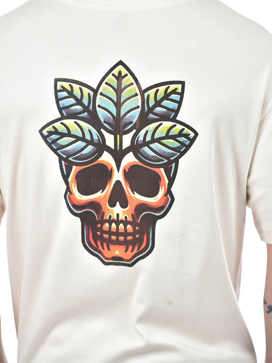 Drop-Shoulder Tribal Skull Graphic T-Shirt – Ivory