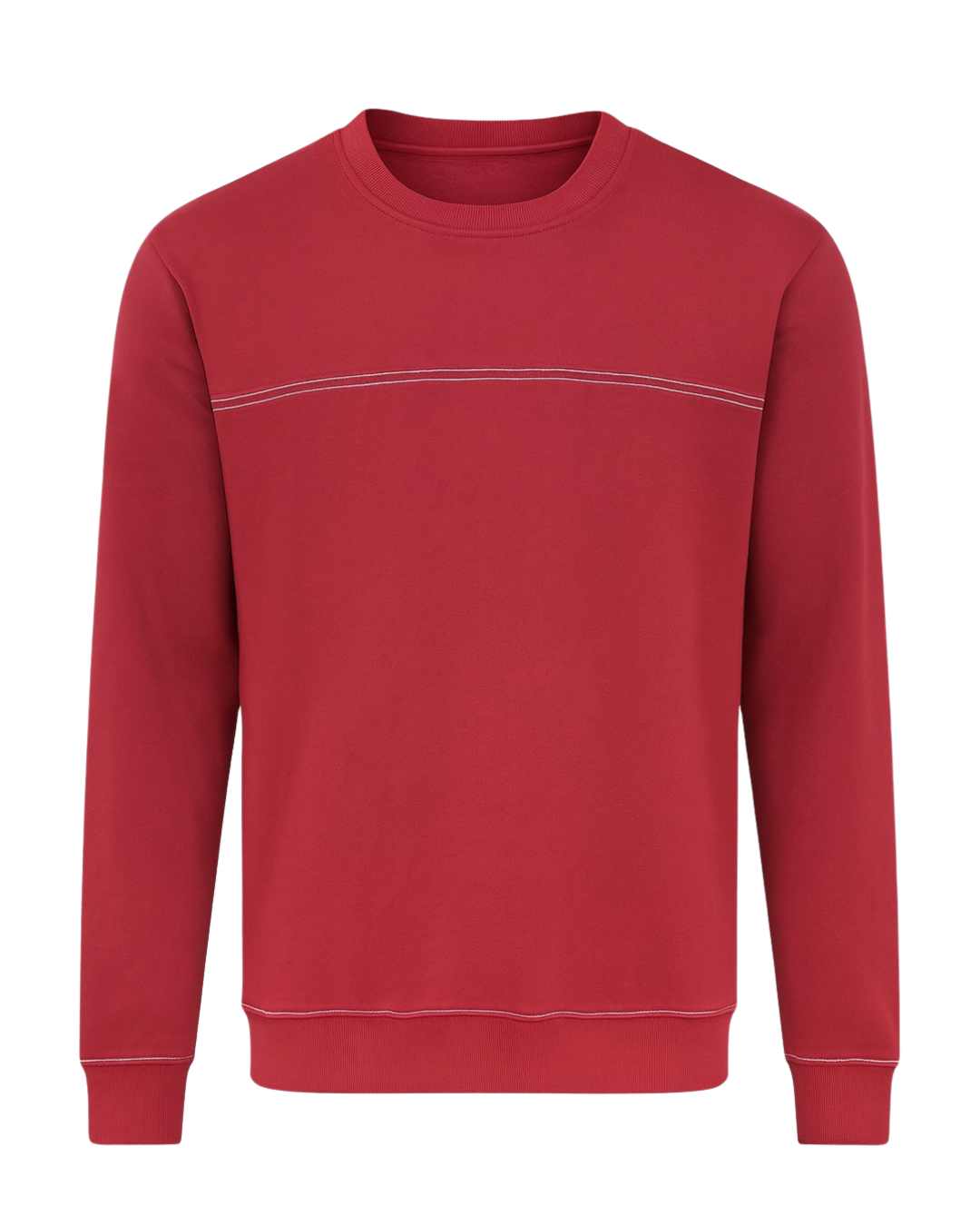 Classic Maroon Crewneck Sweatshirt with Contrast Stitch Detail